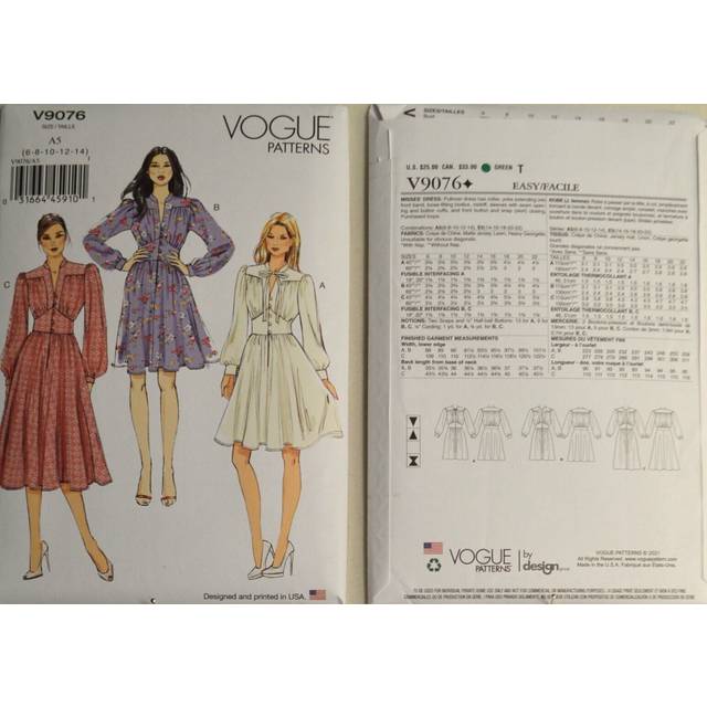 9076, Misses Dress,Sizes, Paper, E5 (14-16-18-20-22)