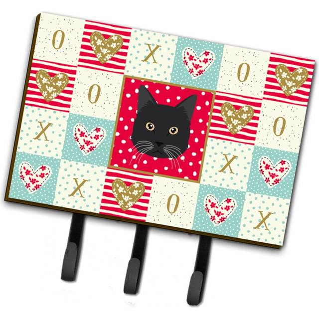 """""Caroline's Treasures Black Chantilly Tiffany Cat Love Leash or Key Holder hooks  Multicolor"""""