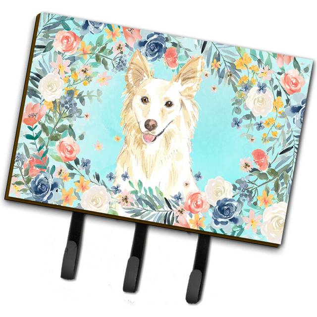 """""Caroline's Treasures White Collie Leash or Key Holder hooks  Multicolor"""""