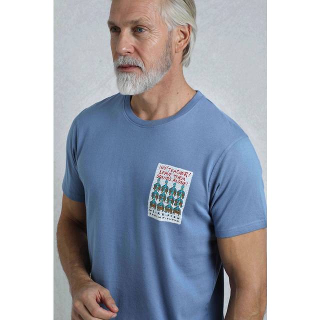 Hey Teacher Back Print Artist T-Shirt - Mid Blue - XXL