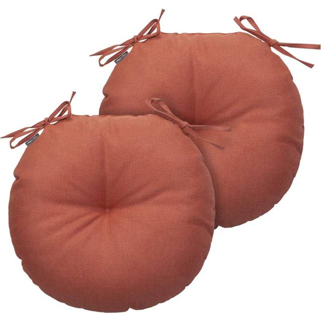 "Magpie Fabrics Outdoor 15""""x15""""x4"""" Round Bistro Seat Cushions with Ties Set of 2  Fluffy Tufted Patio Chair Pads Waterproof Floor Pillow for Home Ga"
