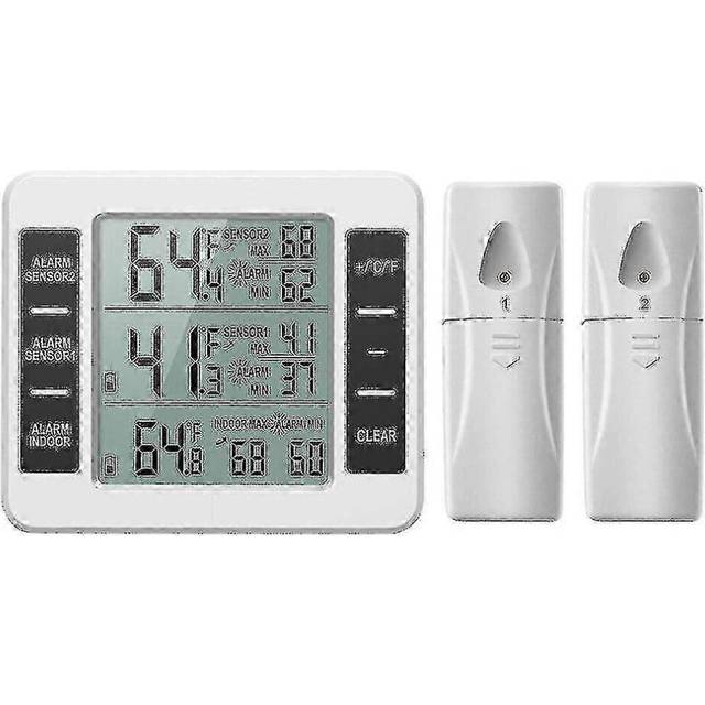 (As show, One size) Upgraded Version Refrigerator Thermometer Wireless Digital Freezer