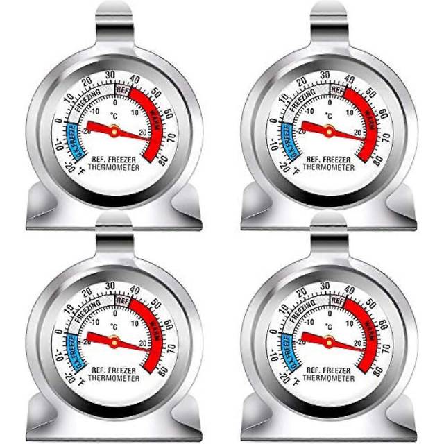 (As show, One size) Ruisita 4 Pack Fridge Thermometer Refrigerator Thermometer Classic Series Large Dial Thermometer Temperature Thermometer with Hang