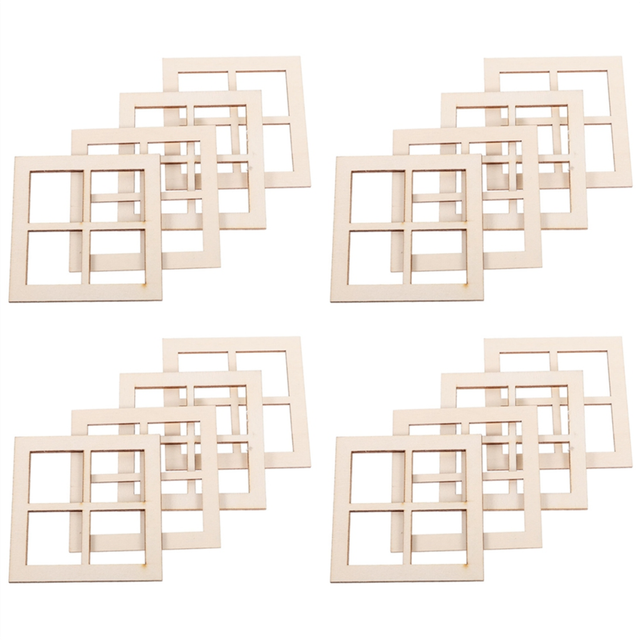 16Pcs Window Frame Furniture Miniature Frames for Doll House