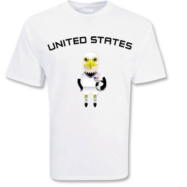 Usa Mascot Soccer T-shirt Men's White L Polyester Made By: Gildan