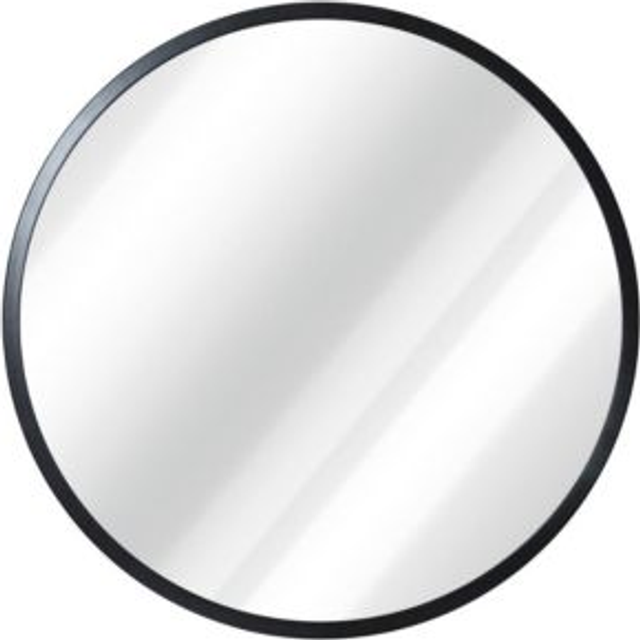 HBCY Creations Small Round Mirror  Black 16 inch Wall Mirror for Entryway  Bathroom  Living Room and More  Modern Minimalist Mir