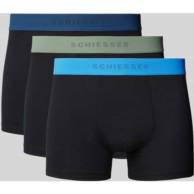 Schiesser 3-pack 95-5 Organic Cotton Woven Shorts - Black/Blue - X-Large