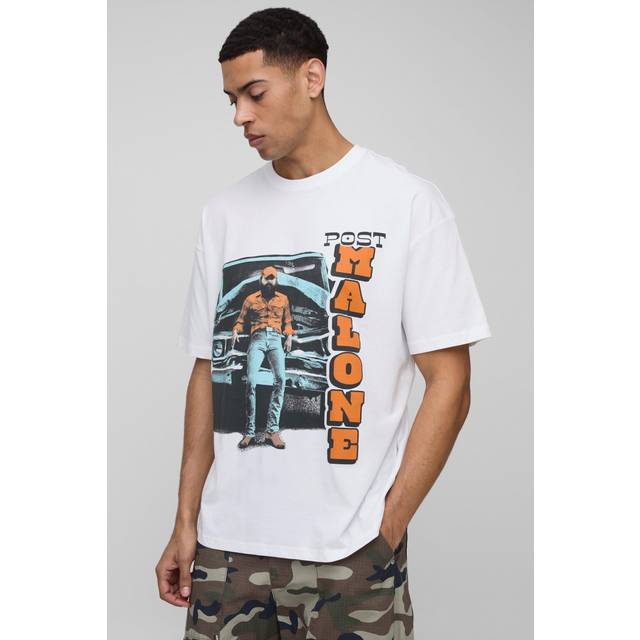 Mens White Oversized Post Malone License Printed T-Shirt