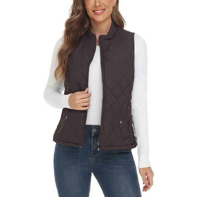 YESLIFE 2023 Chocolate Women's Outwear Quilted Vest With One Inside Po