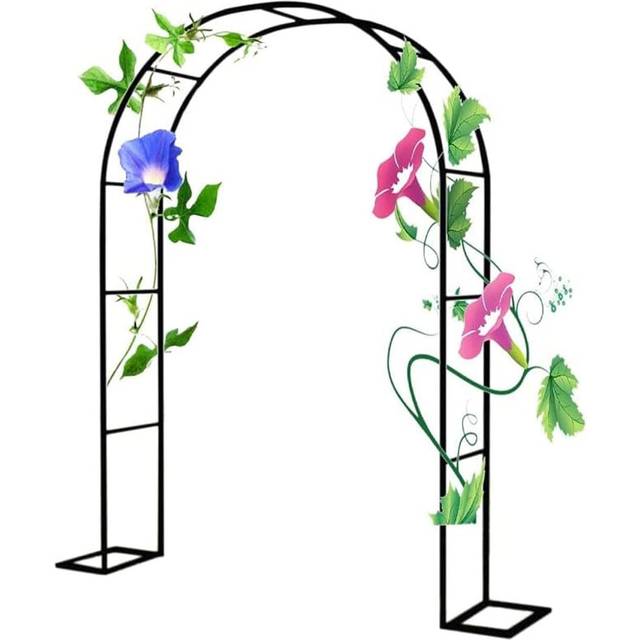 MISKYN Metal Garden Arch 2.4M Heavy Duty Garden Arbour Steel Frame Large Strong Weather Resistant Climbing Plants Indoor Outdoor Support Arches for