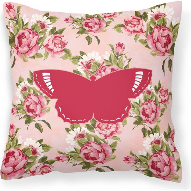 Caroline's Treasures BB1029-RS-PK-PW1414 Butterfly Shabby Chic Pink Roses Pillow  14 x 14  Multicolor