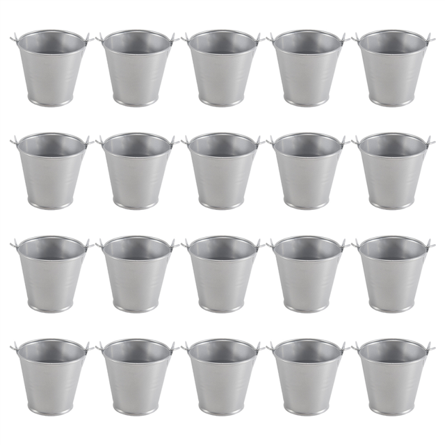 20Pcs Mini Metal Bucket Portable Flower Pot Vases Lovely Candy Box for Wedding Home Decoration
