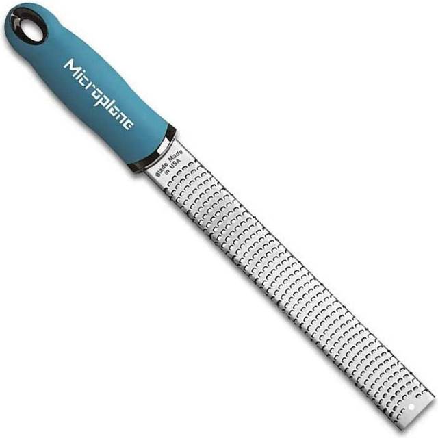 Microplane Zester Grater in Turquoise for Citrus Fruits, Hard Cheese, Ginger, Chocolate and Nutmeg with Fine Stainless Steel Blade - Made in USA
