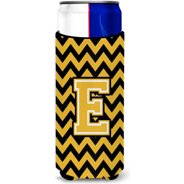 Letter E Chevron Black and Gold Ultra Beverage Insulators for slim cans CJ1053-EMUK