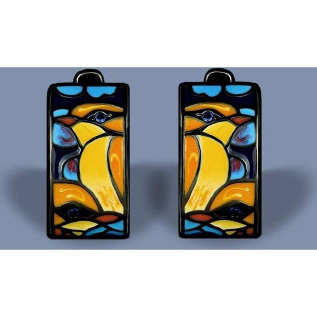 (black) Unique Black Earrings For Women Chic Blue Spinel Bird Enamel Trendy Gifts Fine Jewelry Handmade Party Jewelry