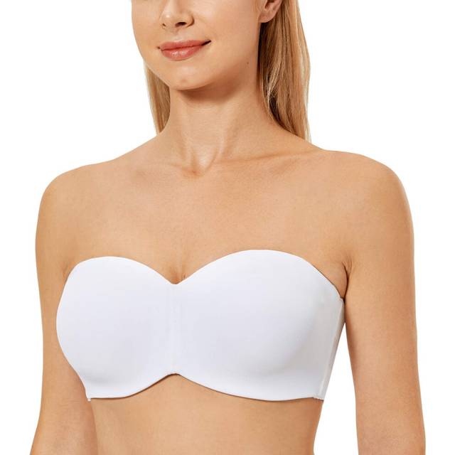 DELIMIRA Women's Strapless Bra Unlined Underwire Minimizer Plus Size Support White 34D