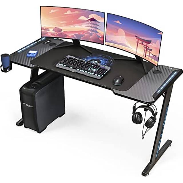 KLIM K140 - LED-spelbord 140 x 60 cm + kabelhantering + musmatta - enkel montering - metall- och träbord spelare - 20 års garanti spelbord - för lek och arbete - ny 2022