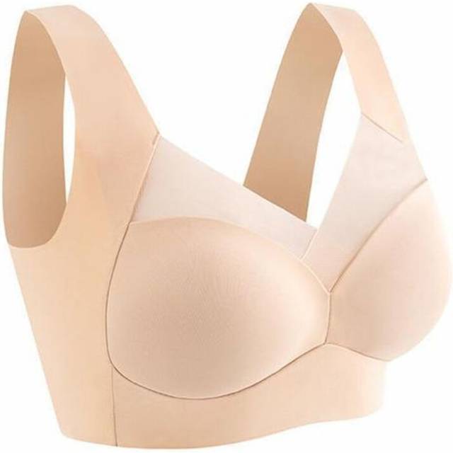 (beige, XXL) Finetoo Women Sport Bras Lace Plus Size Bralette Backless Seamless Bra Brassiere Vest Gathers Shock-proof Soutien Gorge Wireless Top