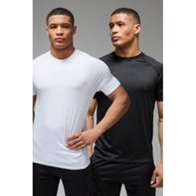Mens Multi Man Active Lightweight Essentials Gym Regular Fit Raglan T-shirt 2 Pack