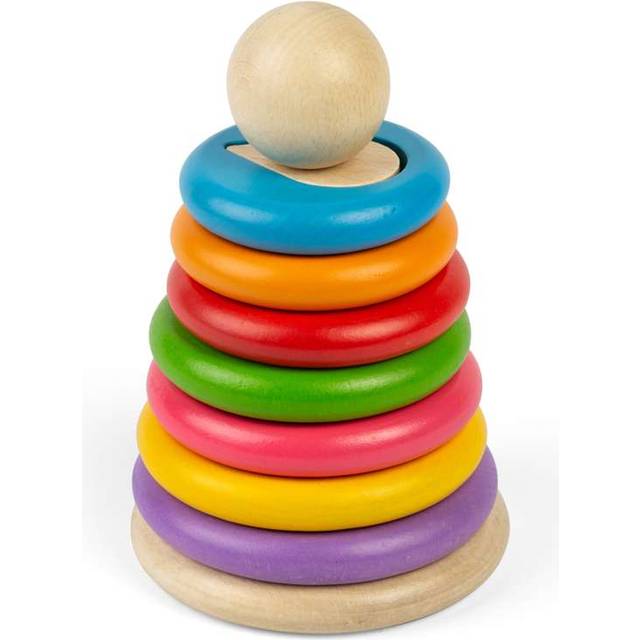 Bigjigs Toys Secret Shape Stacker - 16pcs Wooden Montessori Stacking & Sorting Puzzle, Multi