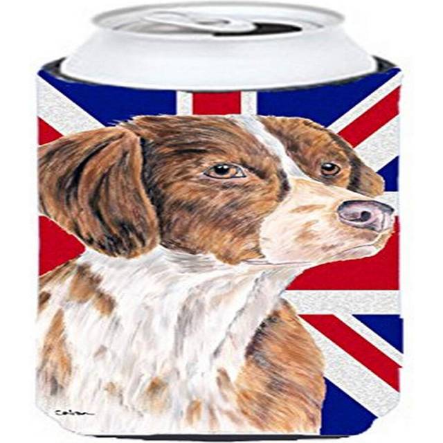 Caroline's Treasures Brittany Spaniel with English Union Jack British Flag Koozie Hugger, Tall, Multicolor