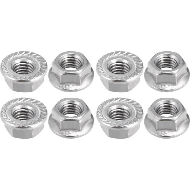 M8 Serrated Flange Hex Lock Nuts, 304 Stainless Steel, 8 Pcs