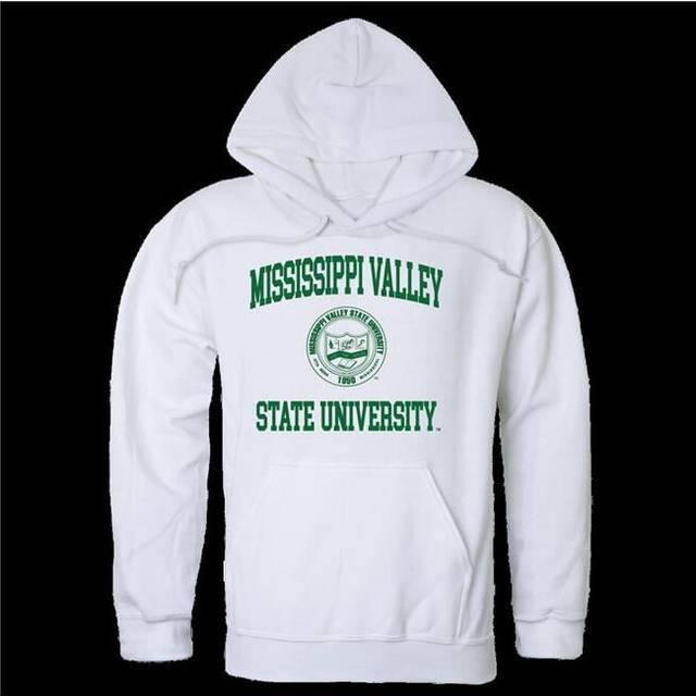 W Republic 569-545-WHT-02 Mississippi Valley State University Delta Devils & Devilettes Seal Hoodie, White - Medium