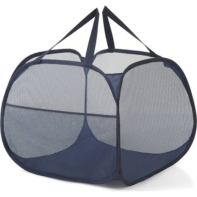 Mesh -Up Laundry Hamper with Strong Handles, Opening Clothes Side Pockets, Storage Baskets-B