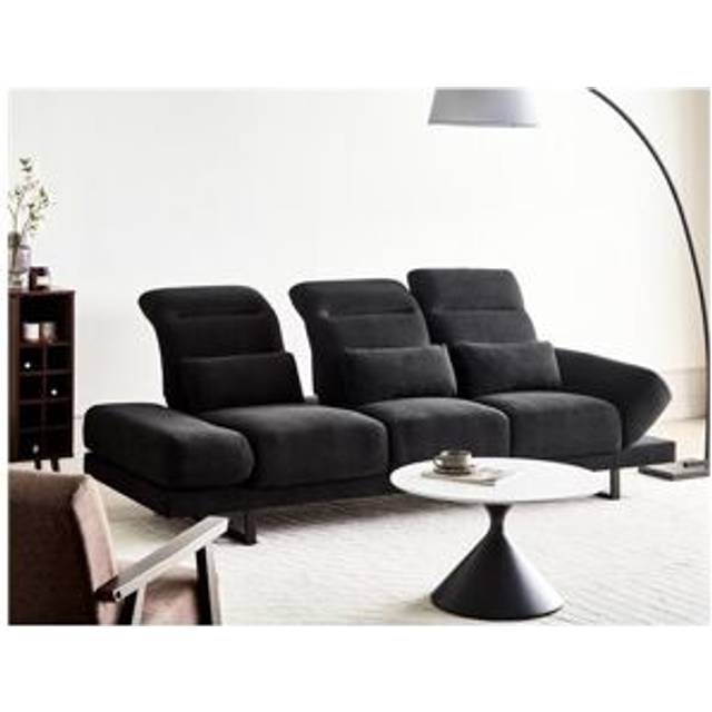 Beliani - Modern 3 Seater Sofa Polyester Upholstery Steel Legs Adjustable Armrests and Backrest Black Ikast