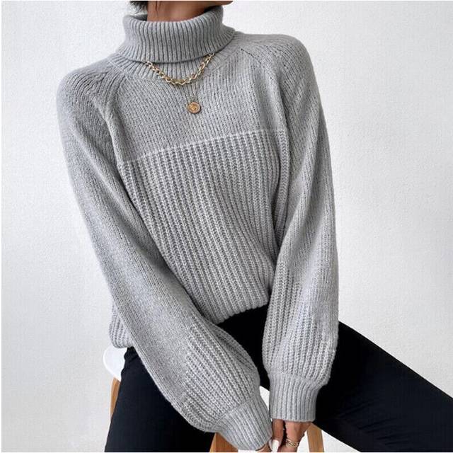 (Grey, UK Size 16=Tag Size XXL) Ladies Polo Neck Warm Sweater Womens Chunky Cable Knitted Jumper Pullover Tops