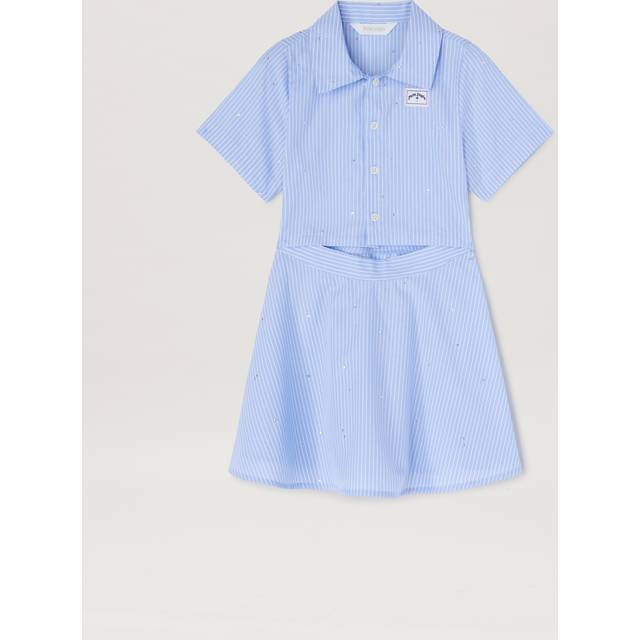 Palm Angels, Dresses, female, Blue, 4 Y, Rhinestone Shirt Dress in Blue