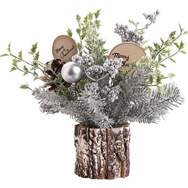 Mini Christmas Tree Decorations 35cm Flocking Pine Cone Simulation Artificial Christmas Tree Home