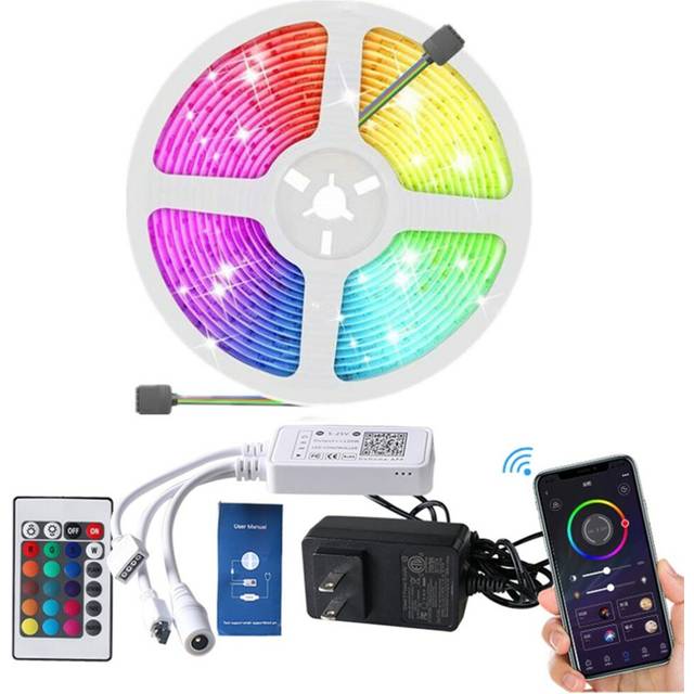 (EU Plug) 5M bluetooth LED Strip Light Music Control RGB TV Backlight Tape Lamp Work with Homekit Amazon Alexa Google Assistant
