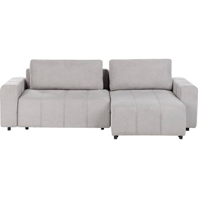Modern Upholstered 3 Corner Seater Sofa Left Handed Fabric with Storage Armrests Magazine Holder Light Grey Innvik