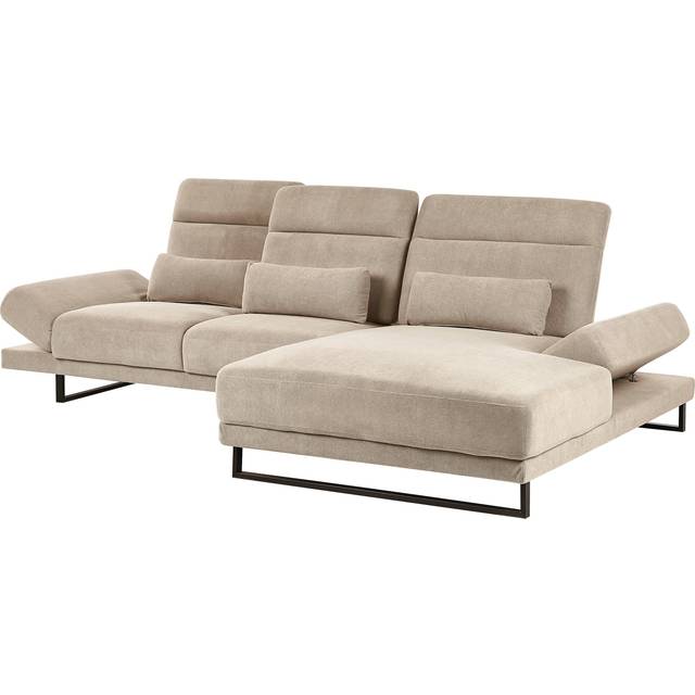 Beliani - Left Hand Corner Sofa Polyester Upholstery Steel Legs Adjustable Armrests and Backrest Living Room Furniture Taupe Ikast