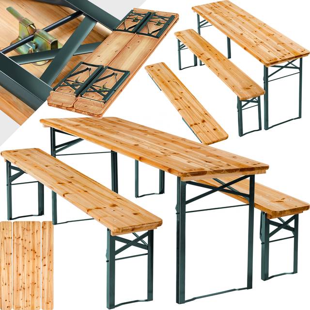 Picnic Table and Benches Sissi - 3-piece, foldable - brown