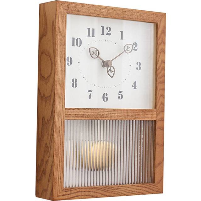 Japanese Retro Wall Clock Walnut Wood Glass Small Decorative Rectangular Wall Clock with Pendulum