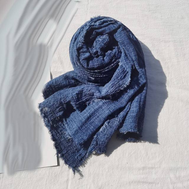Unisex Scarf Cotton Linen Solid Color Mens Scarves Shawl Crumpled Warm Scarves