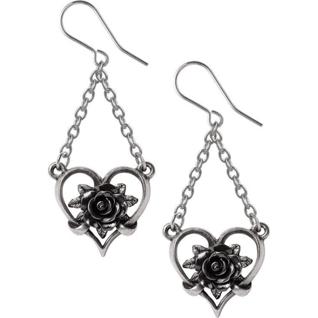 Alchemy Gothic - Gothic Earrings - Heart of Blackness - for Women - black-silver - Standard
