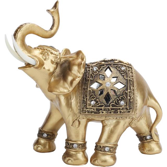 Golden Elephant Statue Figurine Sculpture Decoration Home Bar Office Craft Decor Gift
