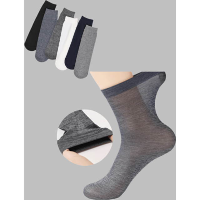 SHEIN 6/10/20 Pairs Of Men&#39;s Stockings Summer Ice Silk Thin Socks, Men&#39;s Summer Thin Breathable Sweat-Absorbing Mid-Calf Socks, Black Crew Socks, With Leath