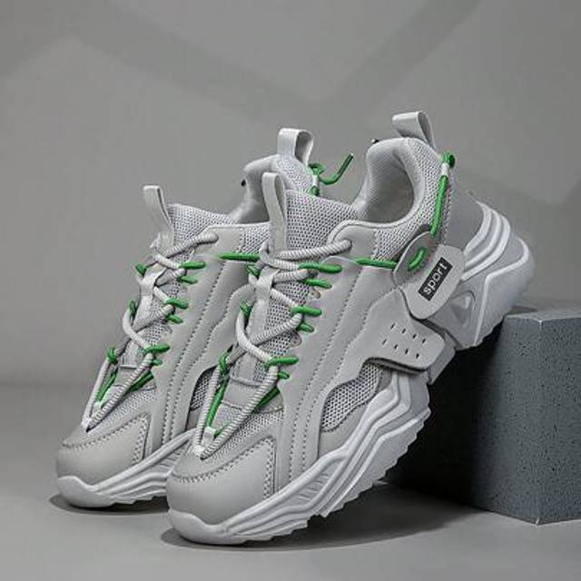 SHEIN Men&#39;s Chunky Sneakers, Lace-Up Casual Trainers, Thick Sole, Non-Slip, Round Toe Sports Shoes, Versatile For Students, Comes With Extra Shoelaces, Brea