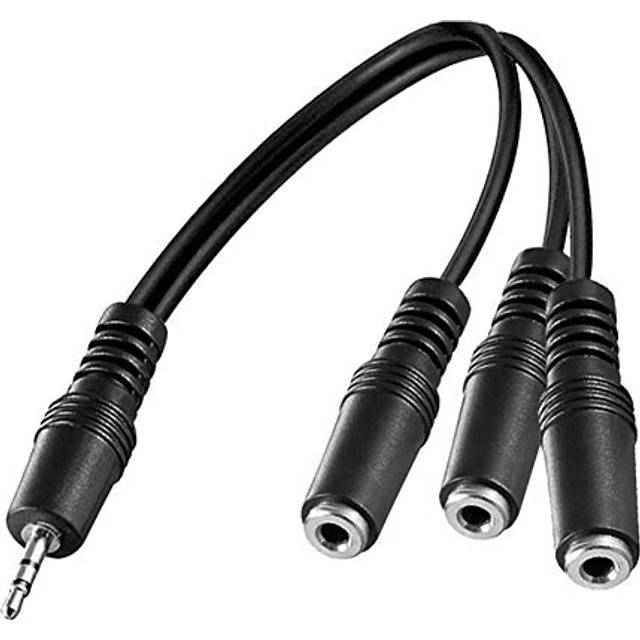 Bolwins F57S Ljudkabel splitter adapter 3,5 mm uttag till 3 x 3,5 mm uttag MP3-mobiltelefon PC, 3-vägs hörlurar splitter för PC spelheadset, PS4, Xbox One, smartphones och bärbara datorer, ca 30 cm