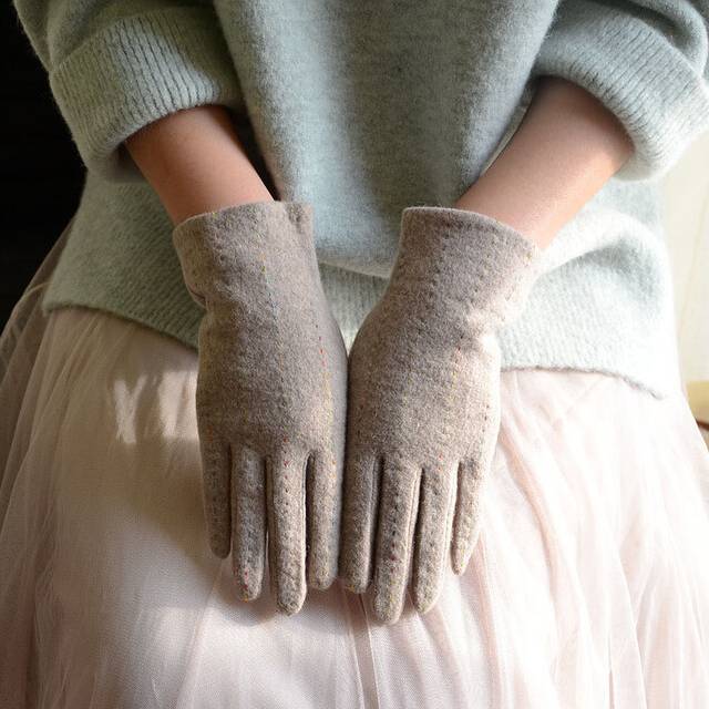 (One Size, C25 Skin Color) Women touch Mitten Gloves Winter Women Warm Cashmere Full Finger Leather