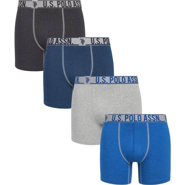U.S. Polo Assn. Men's Underwear - Performance Stretch Boxer Briefs with Comfort Pouch (4 Pack)  Size Large  CharcoalHeather GreyTrue Blue