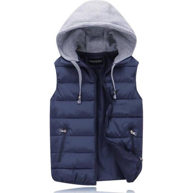 (ultramarine blue, XL) Warm Hooded Vest Coat For Women Men Couples Thicken Sleeveless Waistcoat