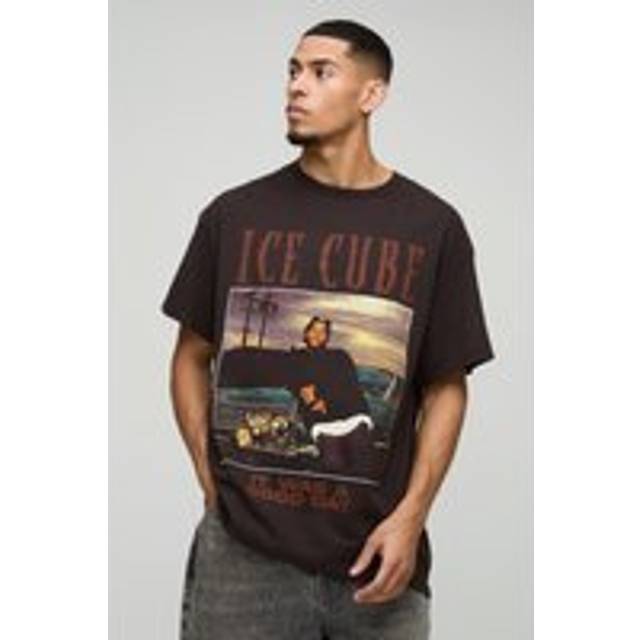 Mens Chocolate Oversized Ice Cube License Print T-Shirt