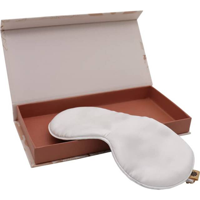 Premium Handcrafted 25 Momme Mulberry Silk Eye Mask for Sleeping (Natural White)