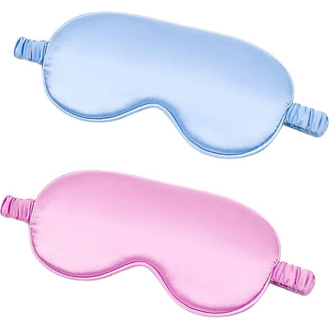 2Pcs Mulberry Silk Sleep Eye Mask, Soft Cover