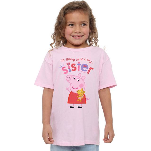 Peppa pig big sister kids t-shirt 3-13 years, light pink